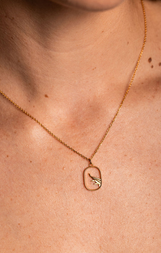 gold airplane necklace