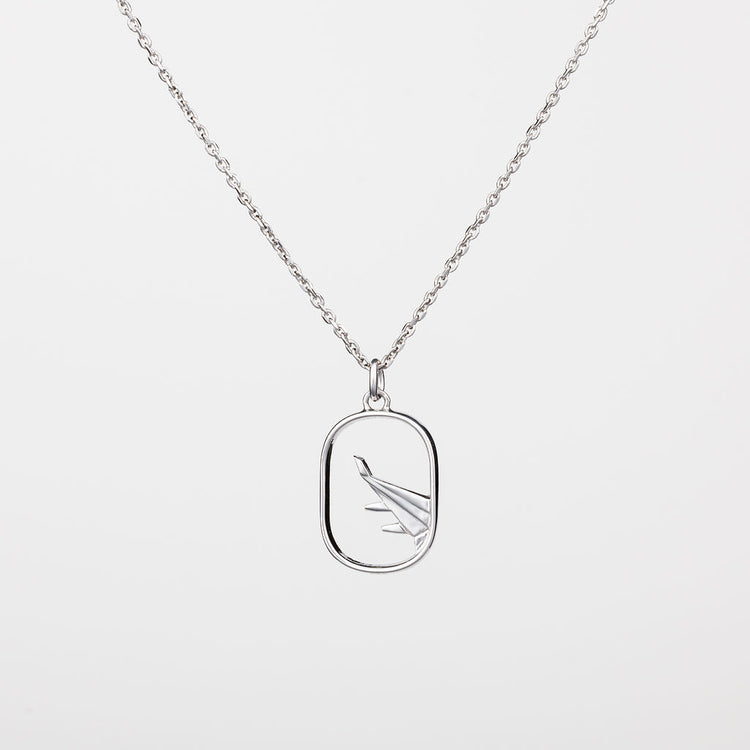 Silver airplane necklace