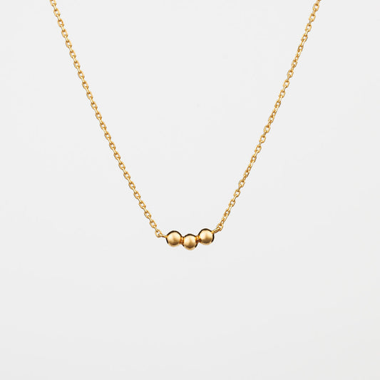 Dainty gold trio ball necklace for everyday