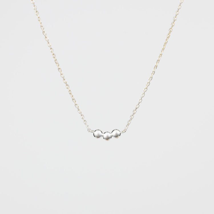 Dainty silver trio ball necklace
