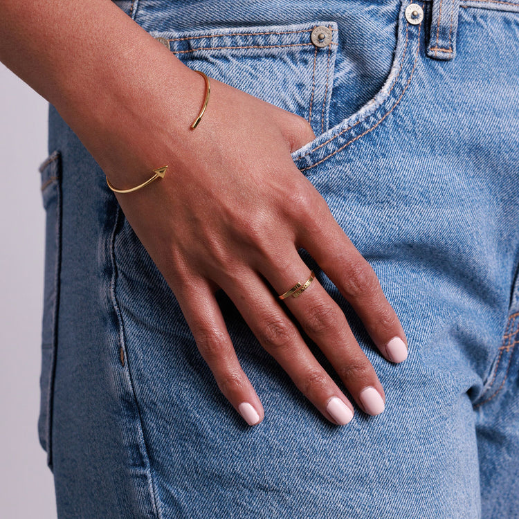 gold cuff triangle bracelet