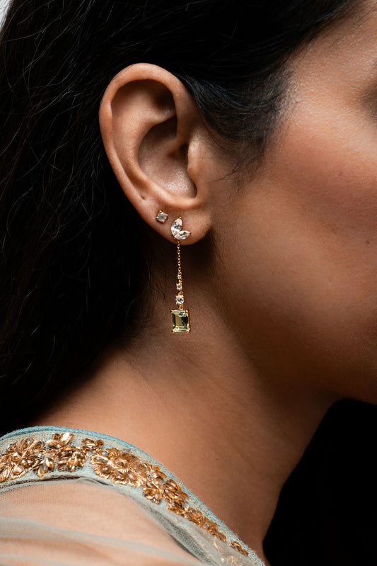 Green Amethyst Dangle Earring in Gold Vermeil