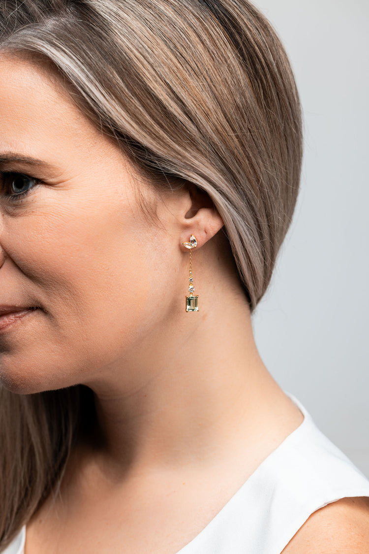 Green Amethyst Dangle Earring Set