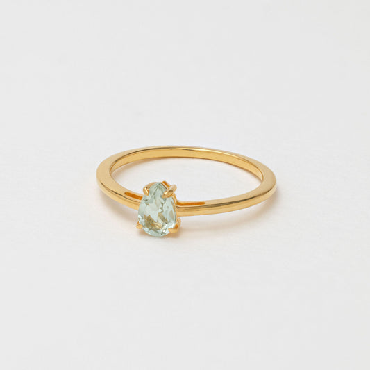 Green Amethyst Pear Shaped Ring