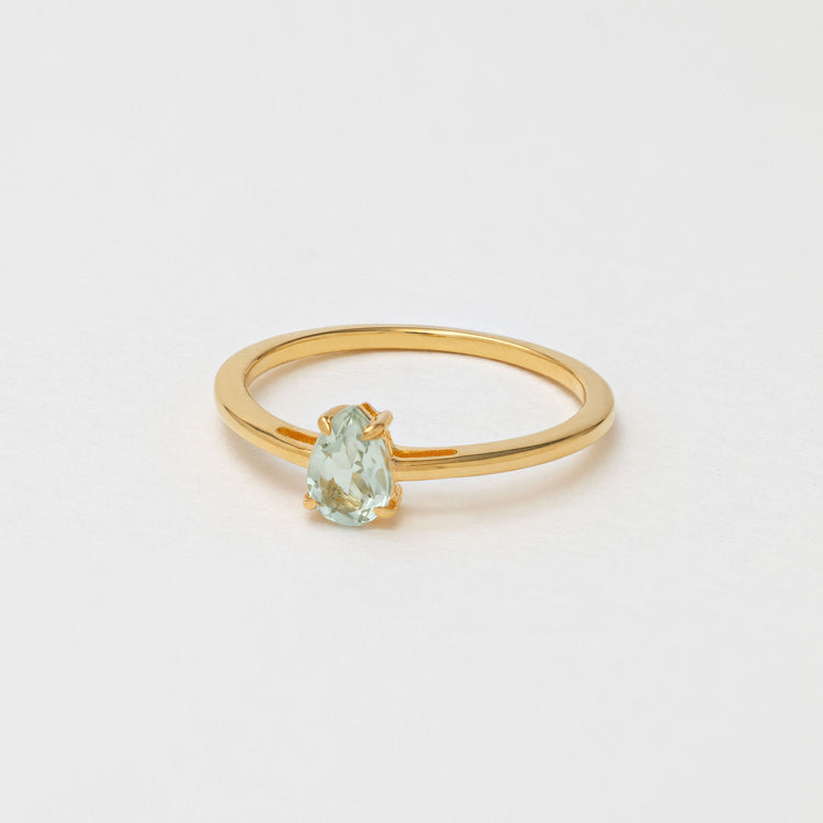 Green Amethyst Pear Shaped Ring