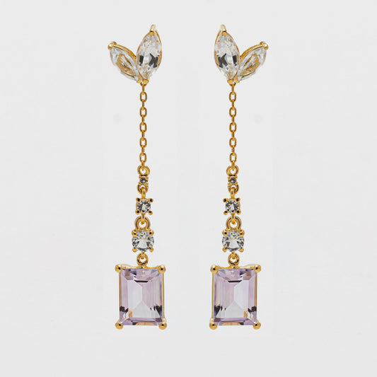 Pink Amethyst Convertible Dangle Earrings in Gold Vermeil
