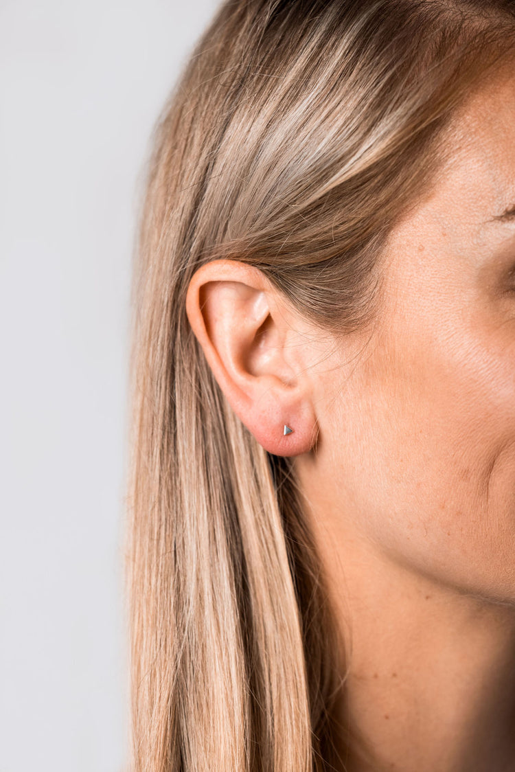 dainty silver triangle earrings for her