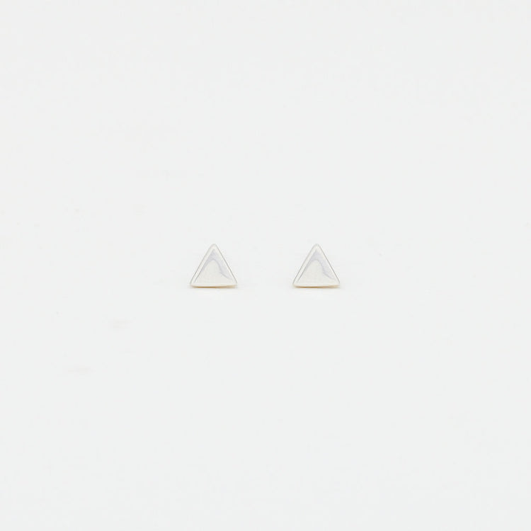 silver triangle stud earrings