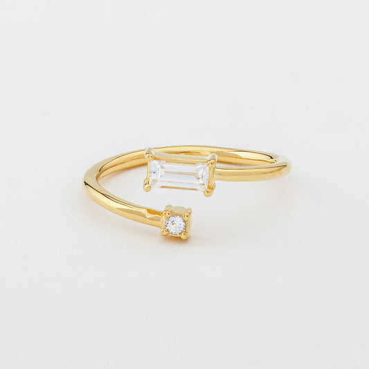 white topaz adjustable ring in gold vermeil