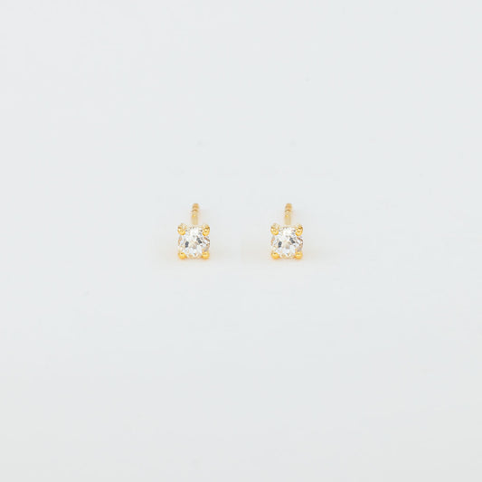 white topaz and gold stud earrings