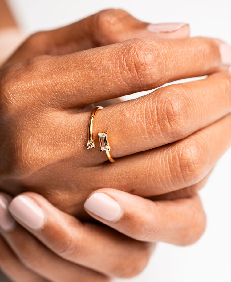 White topaz dainty ring for bride