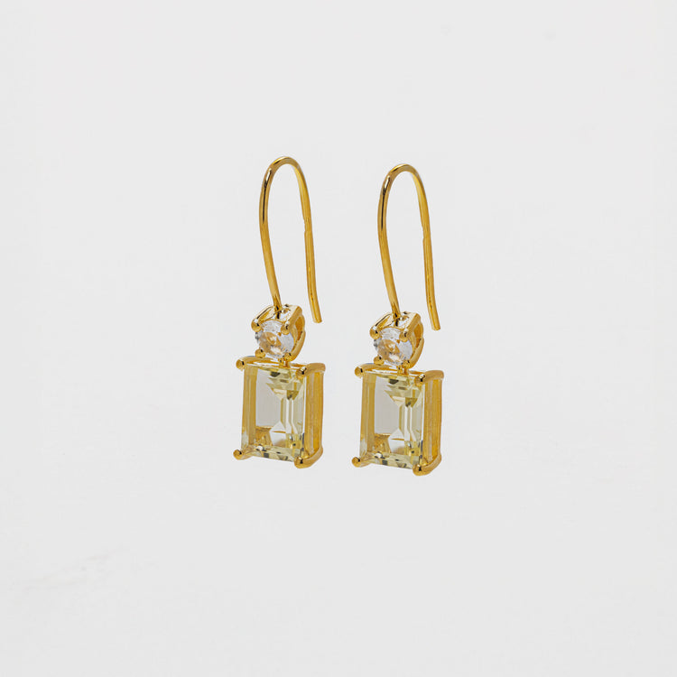 18K Gold vermeil yellow quartz drop earrings
