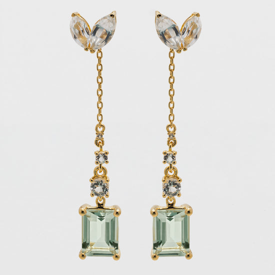Green Amethyst Convertible Dangle Earrings in Gold Vermeil