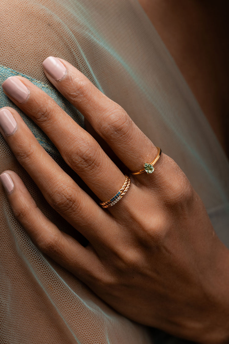 Green Amethyst Pear Shaped Ring