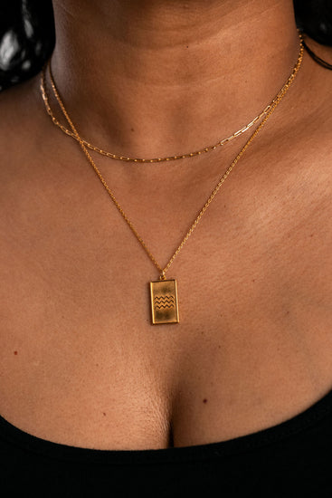 Gold ocean wave necklace with gold paperclip chain necklace