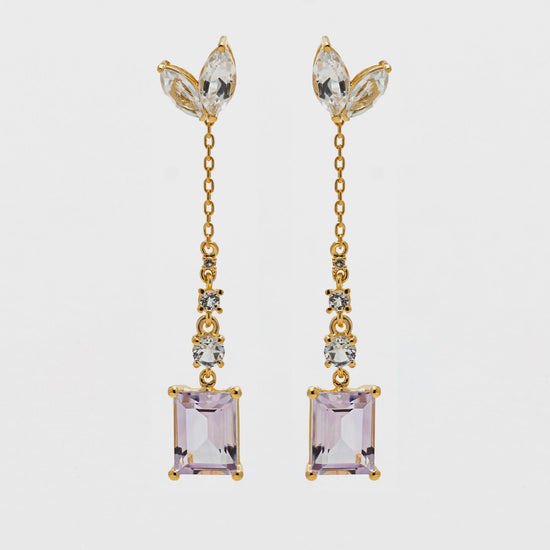 Pink Amethyst Convertible Dangle Earrings in Gold Vermeil