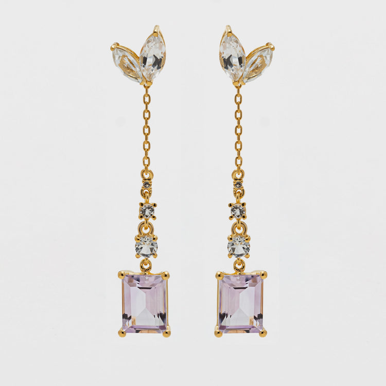 Pink Amethyst Convertible Dangle Earrings in Gold Vermeil