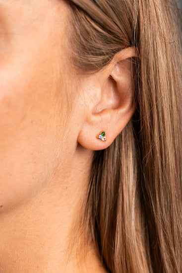 Gemstone trillion stud earrings