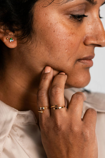 Multi color trillion stud earrings 