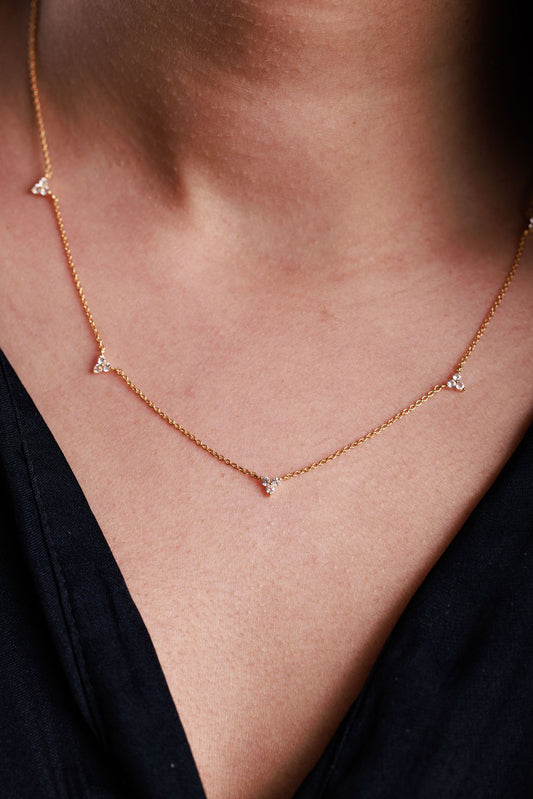 White Topaz Trillion Necklace