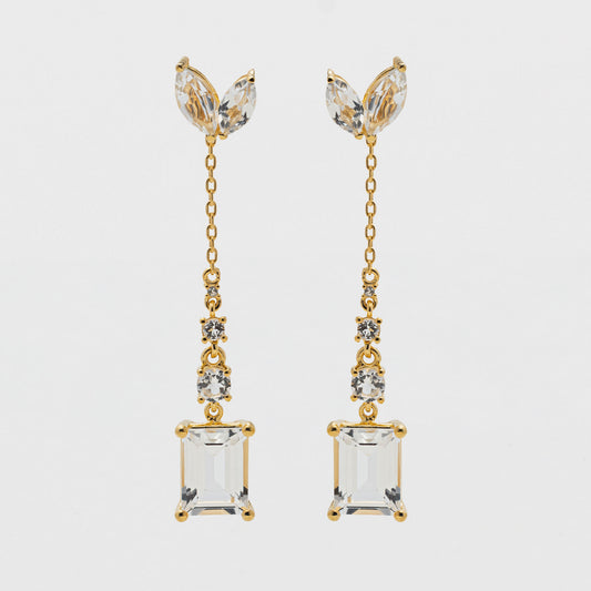 White Topaz Convertible Dangle Earrings in Gold Vermeil