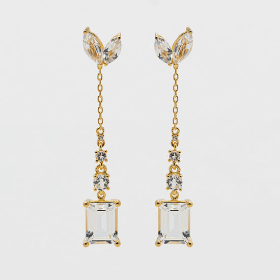 White Topaz Convertible Dangle Earrings in Gold Vermeil