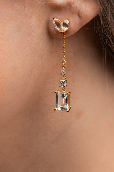 White Topaz Baguette Dangle Earring Set