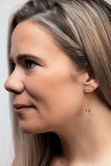 White Topaz Dangle Earring Set in Gold Vermeil