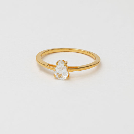 White Topaz Pear Shaped Ring
